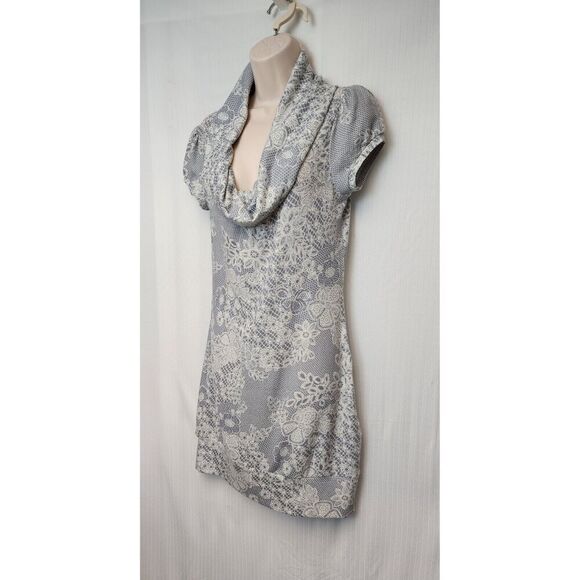 Decree Gray Lace Print Cowl Neck Dress Size Large - Picture 5 of 8